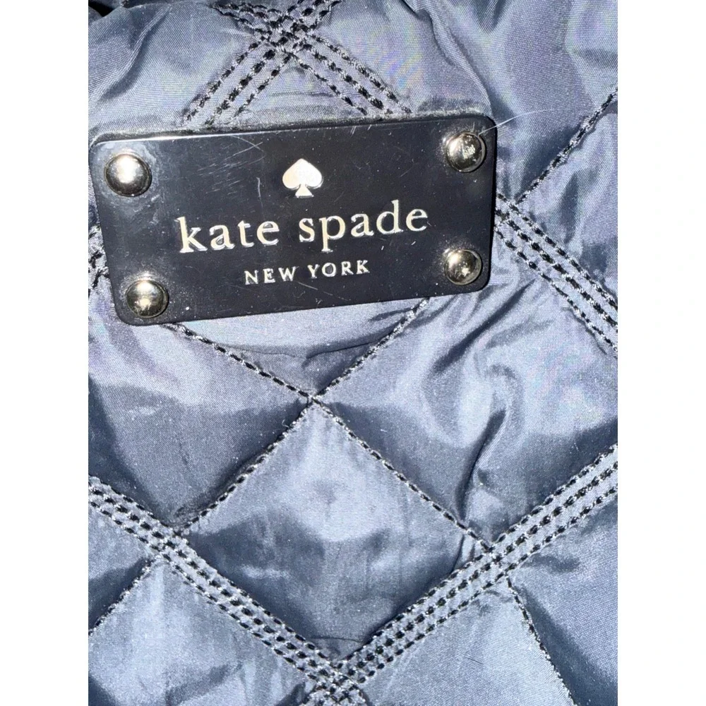 Kate Spade New York Carter Black Quilted Nylon Diaper Bag Tote Gold Hardware